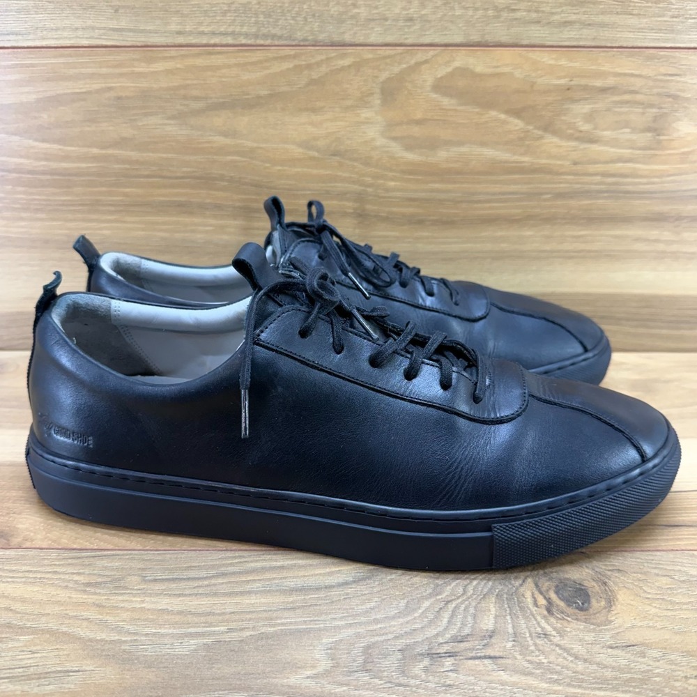 Sneakers By Grenson Black Leather Mens UK 12 US 13 Casual Low Modern Minimalist